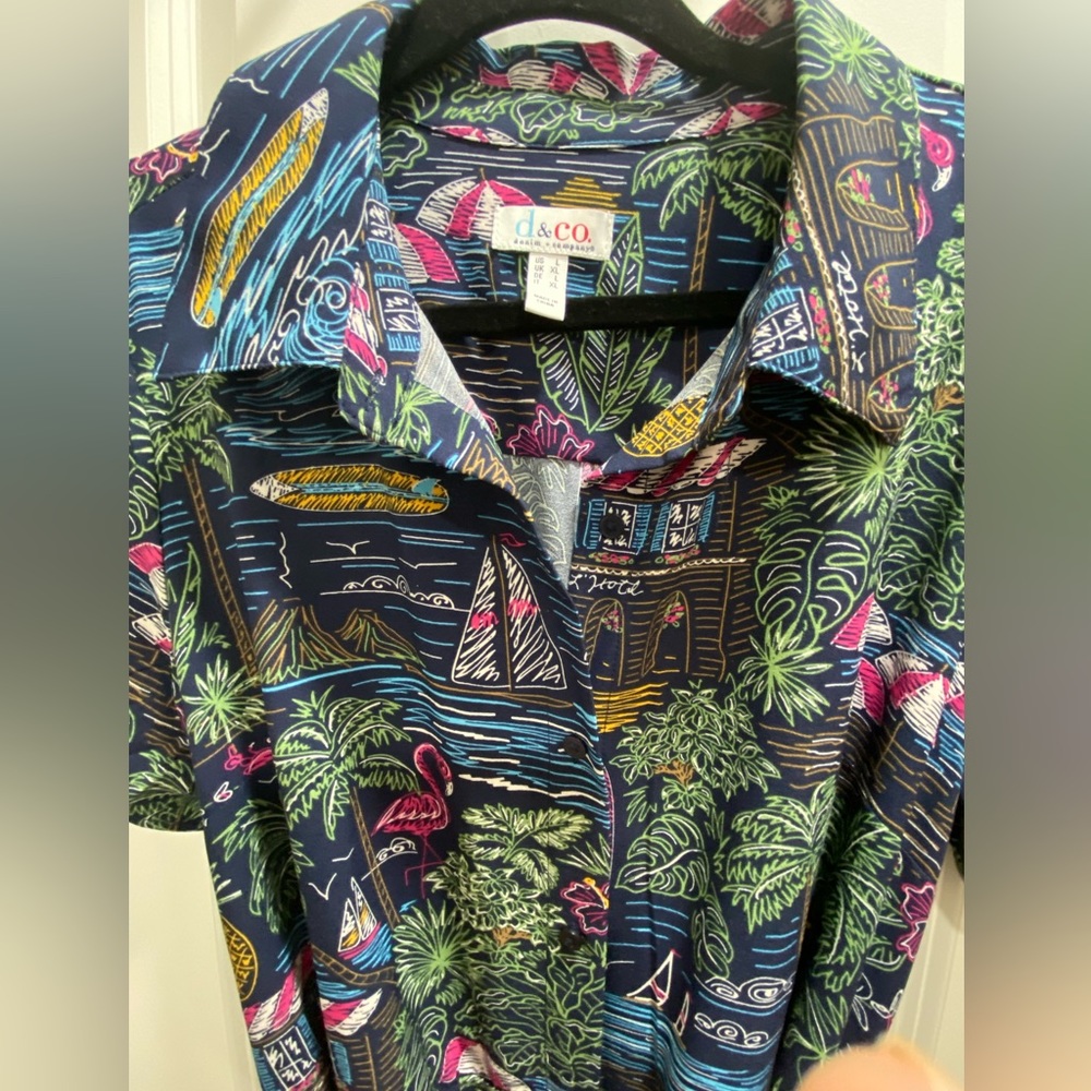 Denim & Company Navy Shirtdress Sz L